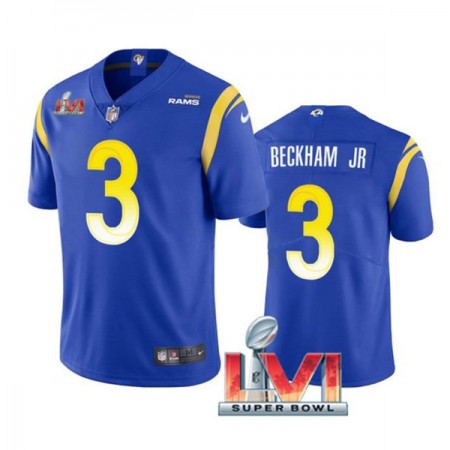 Maillot Homme Los Angeles Rams Odell Beckham Jr. 3 2022 Super Bowl LVI Royal Vapor Limited